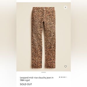 Leopard Print Slouchy Jeans J Crew size 6 like new